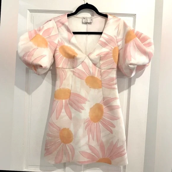 ASOS Puff Sleeve Floral Dress Size Small - Picture 1 of 4